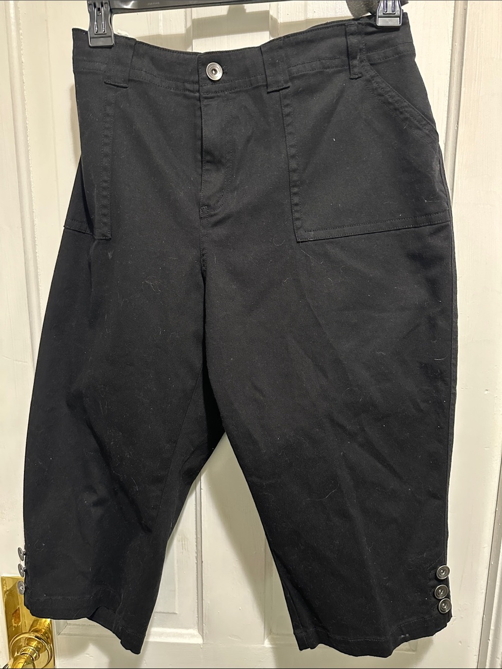 Christopher & Banks Black Cropped Button-Hem Pants
